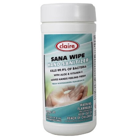 Claire Sana-Wipe Hand Sanitizer 70 6x8 Wipes, 6PK CL973